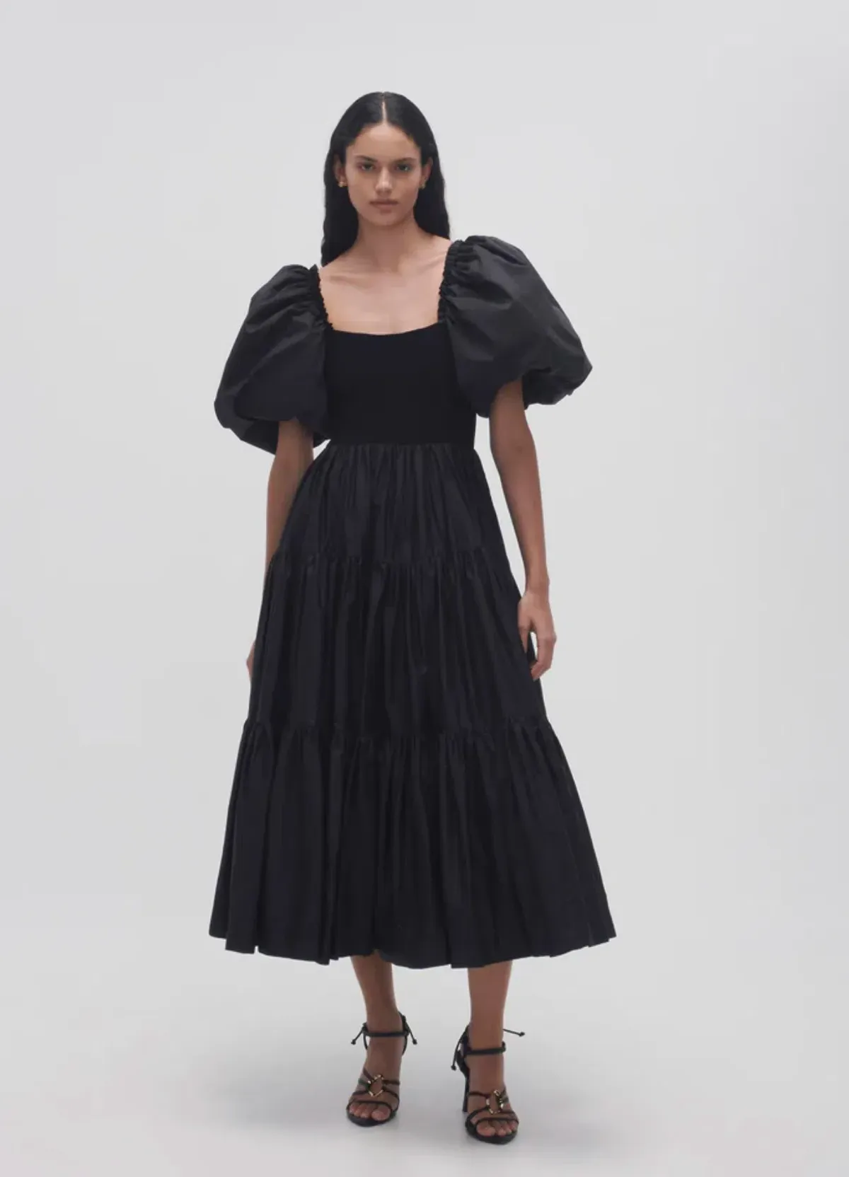 Aje Casa Puff Sleeve Midi Dress Black Size 12 - Image 1