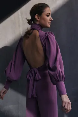 DIIDA Dynasty Open Back Blouse & Pants Set Mauve Size 10 for rent on The Volte - image 4