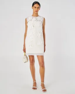 Oroton Lace Flower Sheer Mini Dress Soft Cream Size 14 for rent on The Volte - image 1