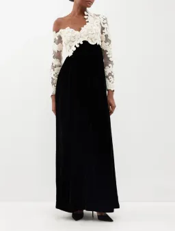 Zimmermann Sensory Velvet Bodice Gown Black/White Size 3 / AU 14 for rent on The Volte - image 1