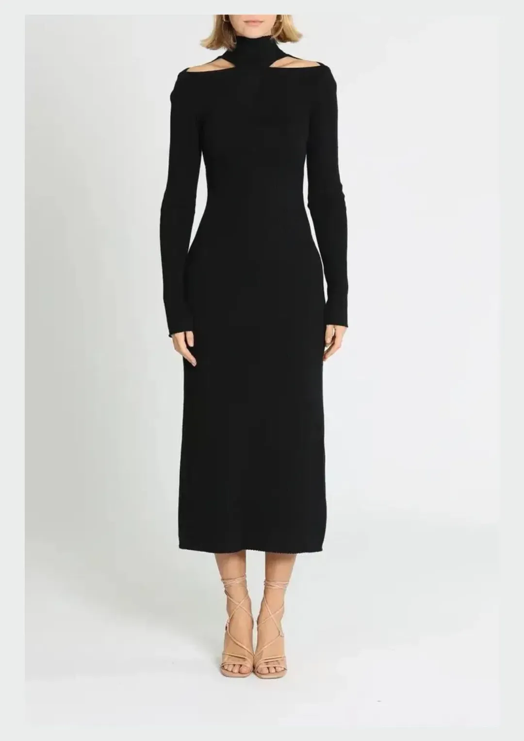 Camilla and Marc Gray Rib Knit Dress in Black Size 10 for rent on The Volte - main image