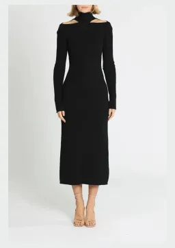 Camilla and Marc Gray Rib Knit Dress in Black Size 10 for rent on The Volte - image 1