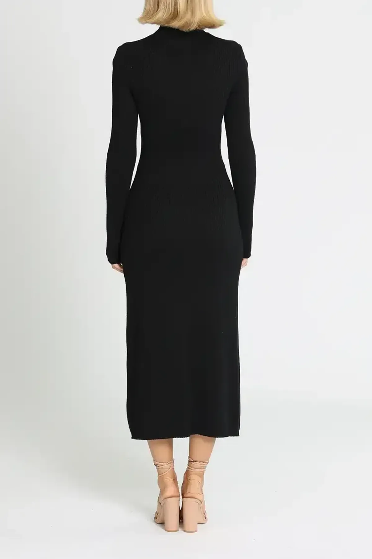 Camilla and Marc Gray Rib Knit Dress in Black Size 10 - Image 3