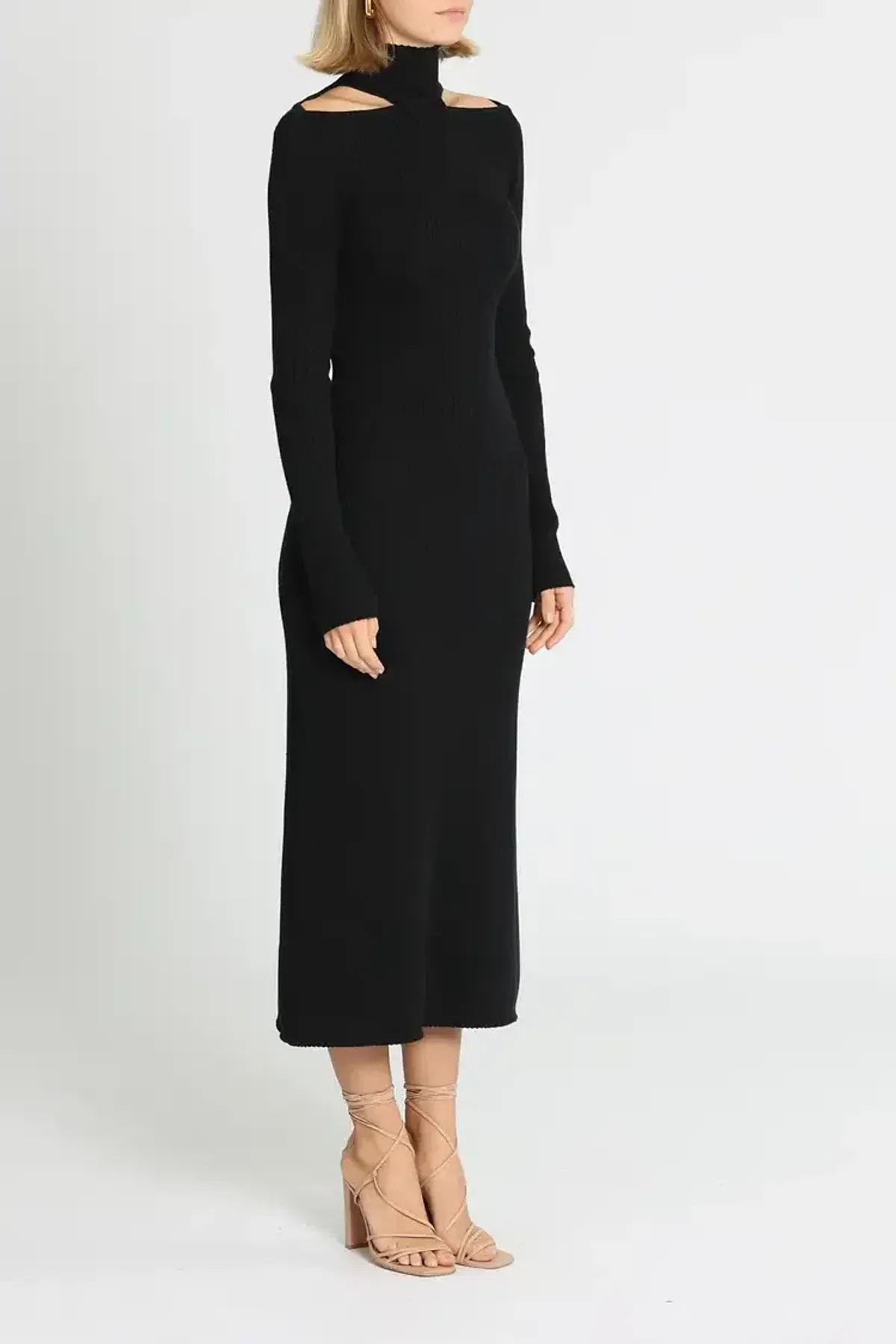 Camilla and Marc Gray Rib Knit Midi Dress in Black Size 14 - Image 2