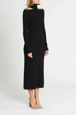 Camilla and Marc Gray Rib Knit Midi Dress in Black Size 8 for rent on The Volte - image 2