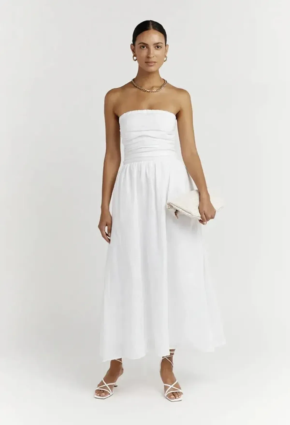 Dissh Lexi Linen Midi Dress White Size AU 8 for rent on The Volte - main image