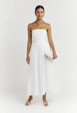 Dissh Lexi Linen Midi Dress White Size AU 8 for rent on The Volte - image 1