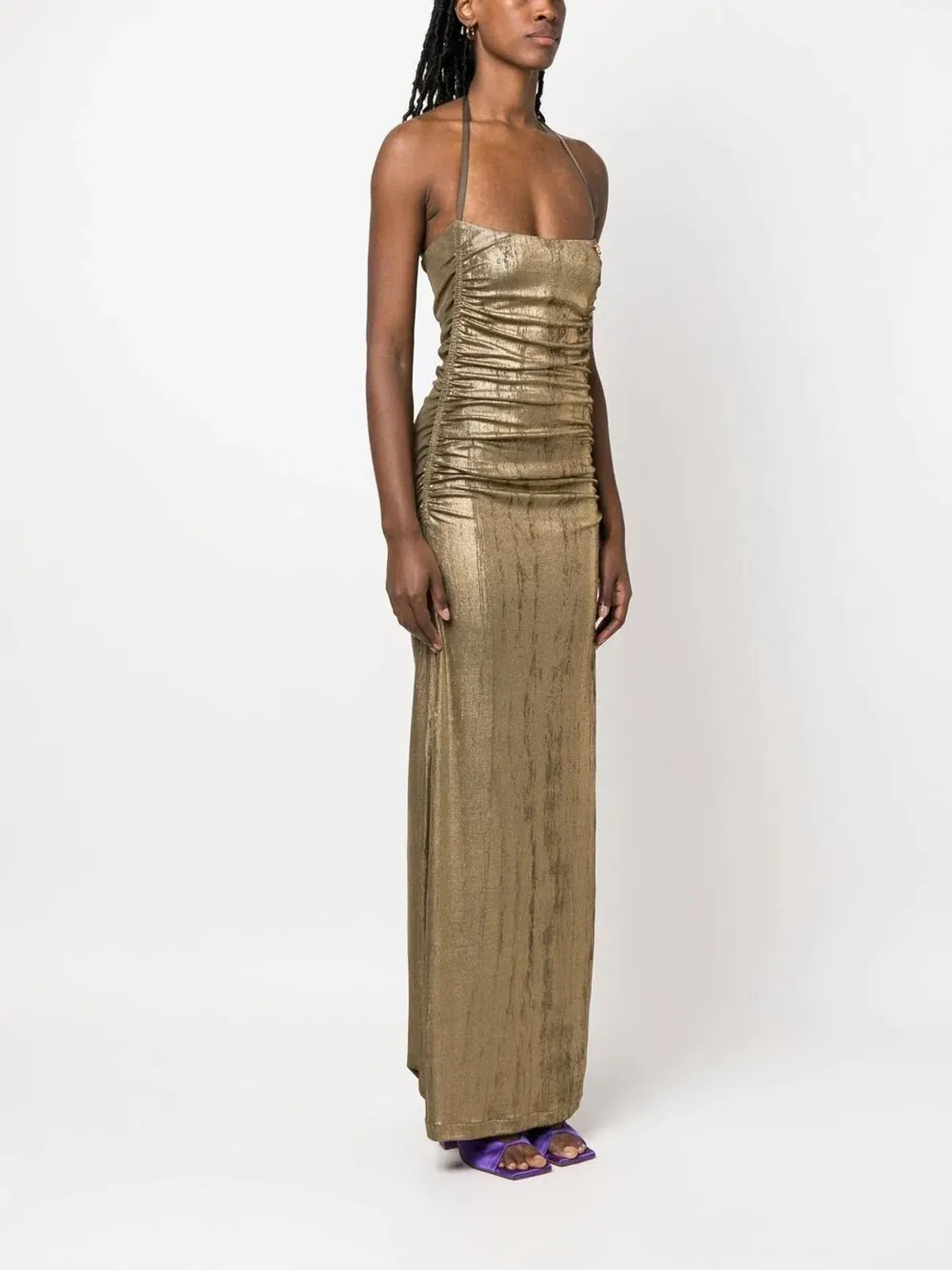 Diesel Metallic Ruched Halterneck Gown Size Small/Au 8 - Image 1