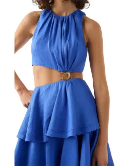 Aje Wave Cut Out Ring Midi Dress Blue Size 12 for rent on The Volte - image 3