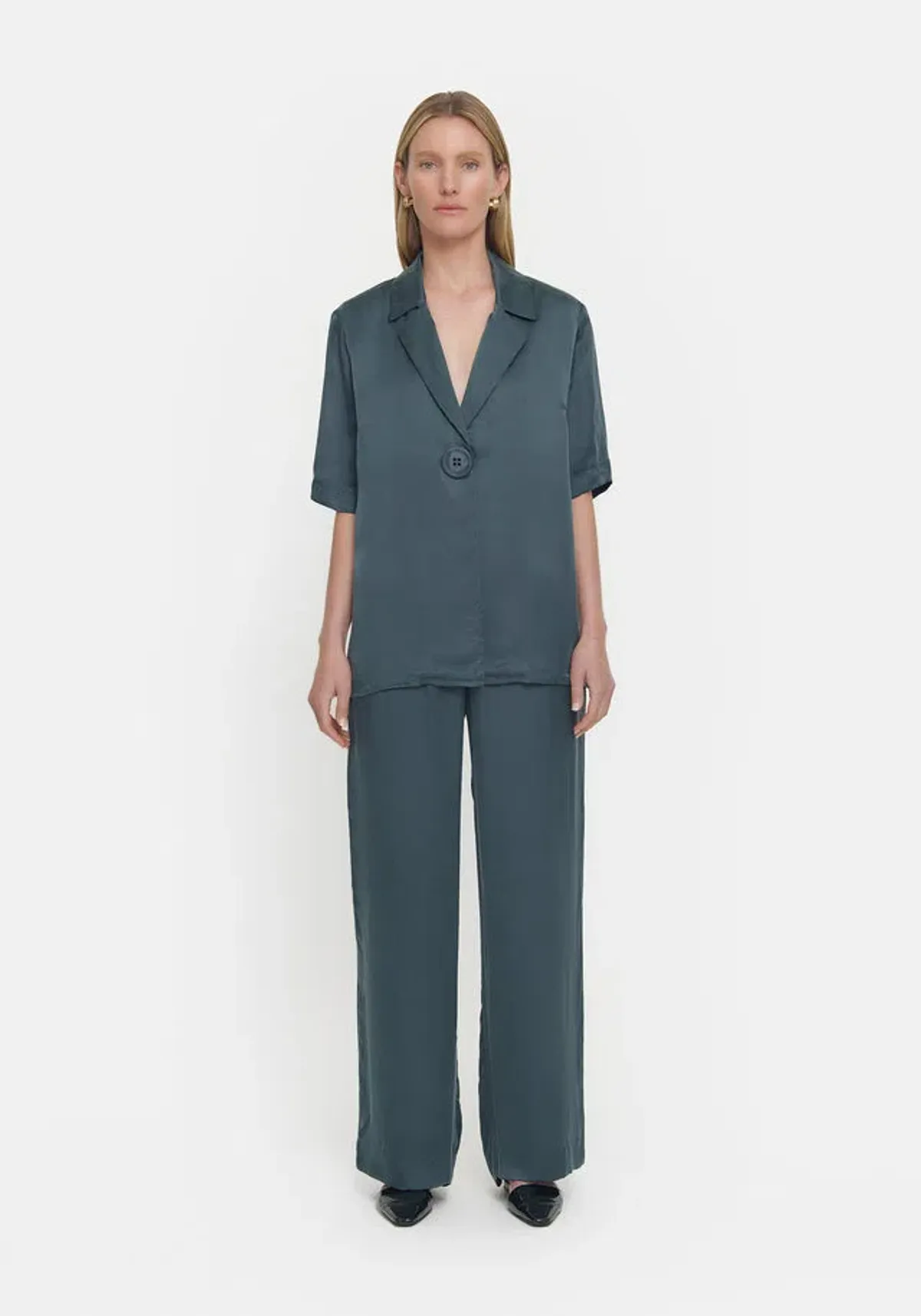 Viktoria and Woods Chorus Shirt and Pilot Pant Set in Deep Petrol Size 12/14 - Image 1