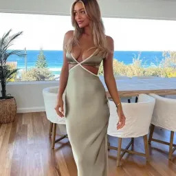 Bec & Bridge Veronique Maxi Dress in Khaki Size 10 for rent on The Volte - image 2