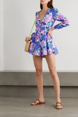 Zimmermann Poppy Plunge Playsuit Floral Size 1/AU 10 for rent on The Volte - image 2