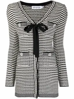 Self Portrait Stripe-detail Knitted Dress Black/White Size S/Au 8 for rent on The Volte - image 4