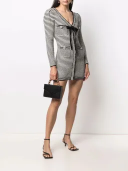 Self Portrait Stripe-detail Knitted Dress Black/White Size S/Au 8 for rent on The Volte - image 1