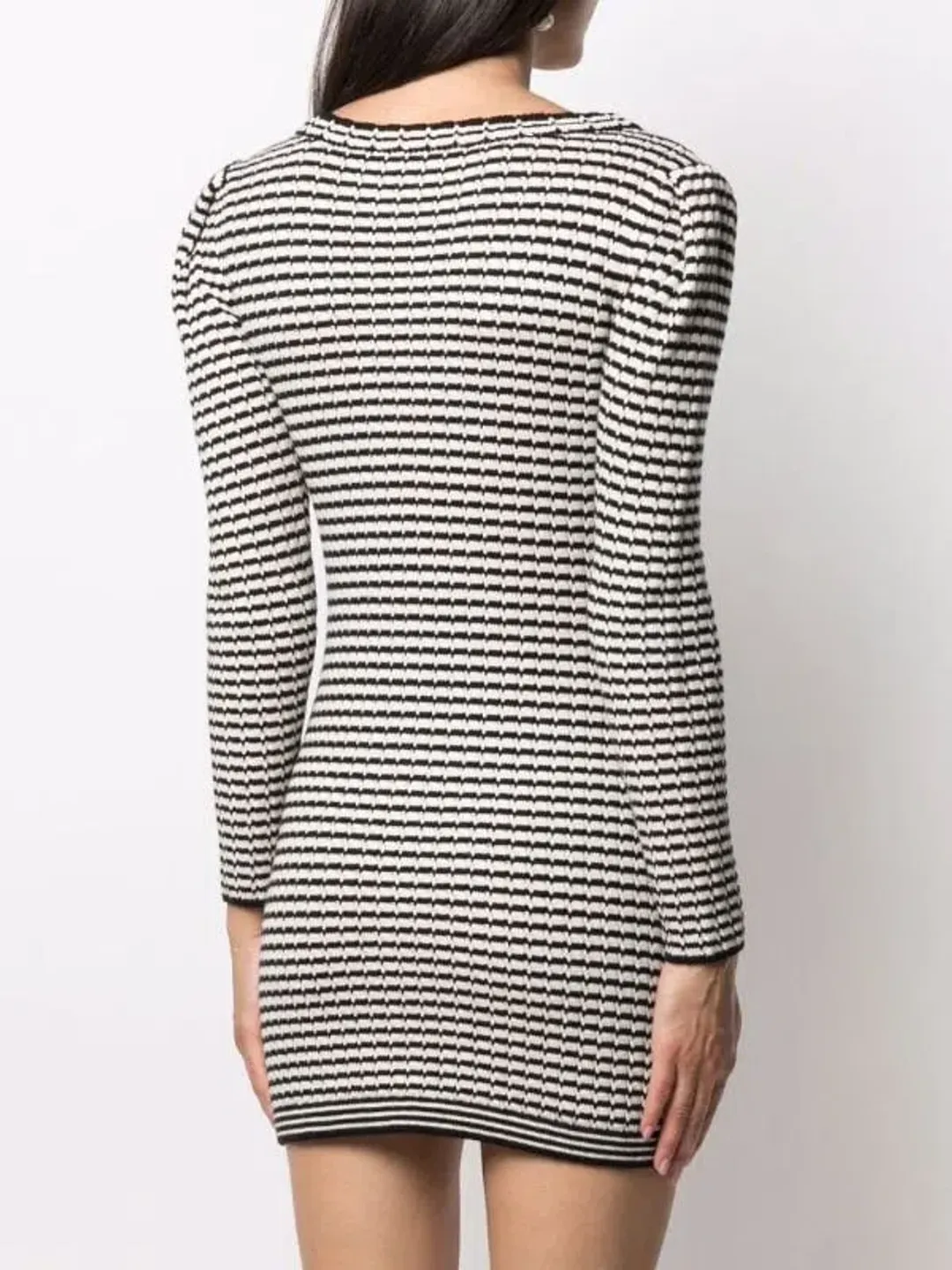 Self Portrait Stripe-detail Knitted Dress Black/White Size S/Au 8 for rent on The Volte - main image