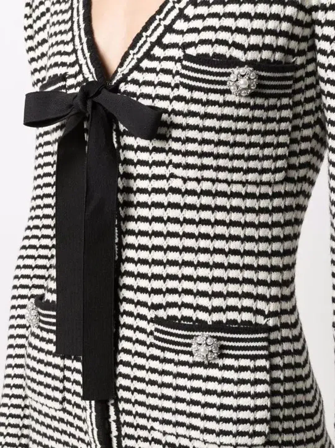 Self Portrait Stripe-detail Knitted Dress Black/White Size S/Au 8 for rent on The Volte - main image