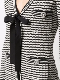 Self Portrait Stripe-detail Knitted Dress Black/White Size S/Au 8 for rent on The Volte - image 3