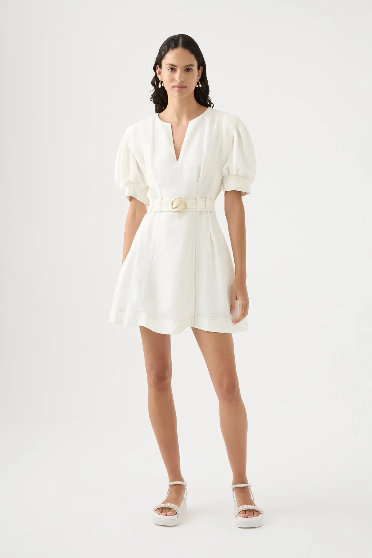 Aje Beacon Structured Mini Dress White Size 16 - Image 1