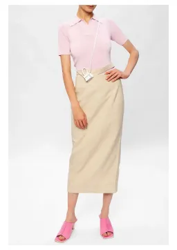 Jacquemus Ribbed Polo Top With Open Back Pink Size 32 / AU 4 for rent on The Volte - image 1