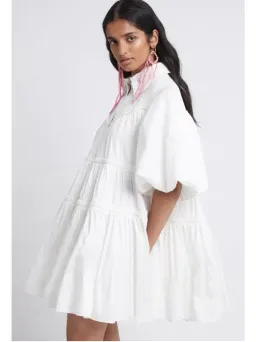 Aje Casabianca Puff Sleeve Shirt Smock Dress White Size 4 for rent on The Volte - image 3