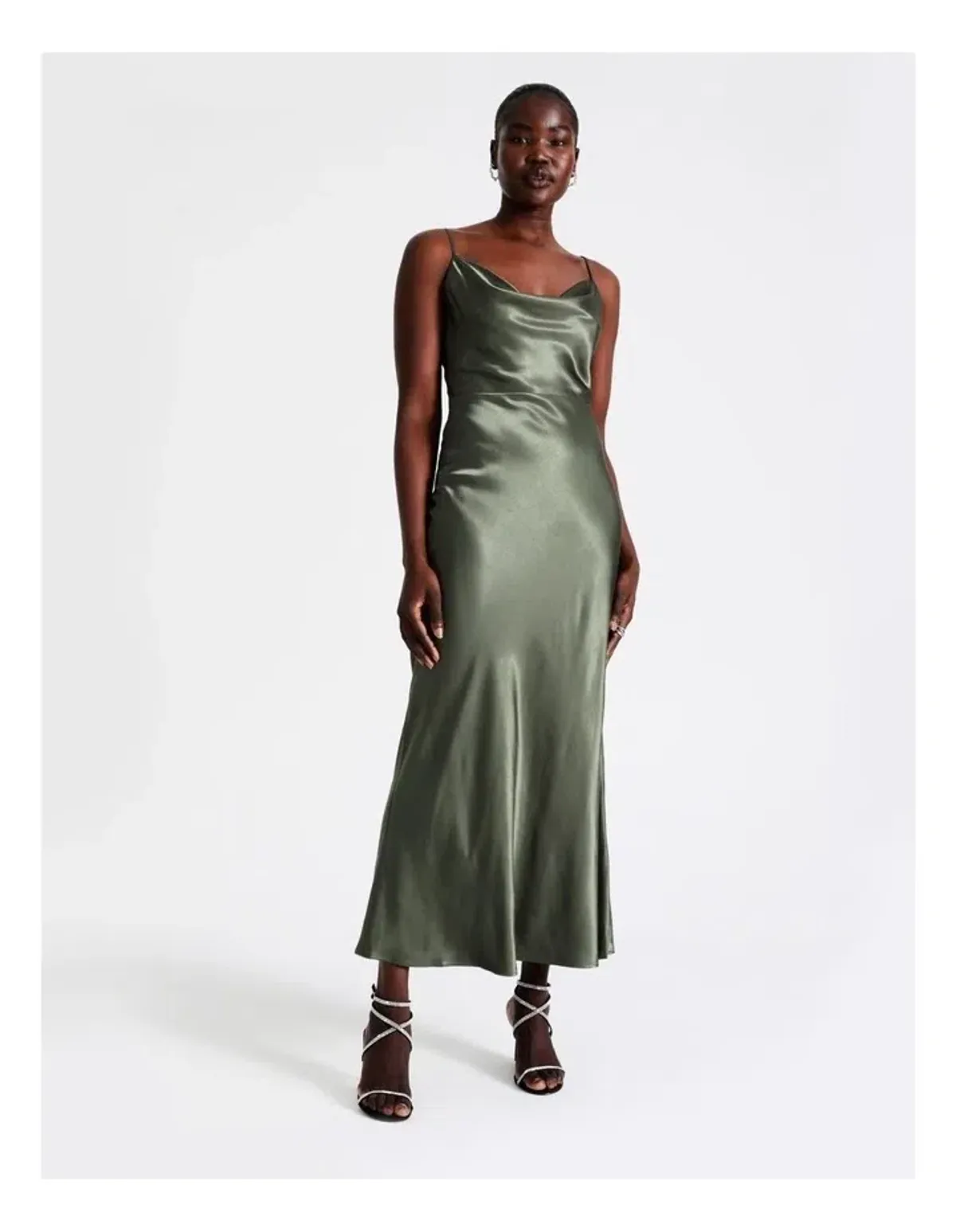 Wayne Cooper Cowl Neck Satin Slip Dress Green Size 18 - Image 1