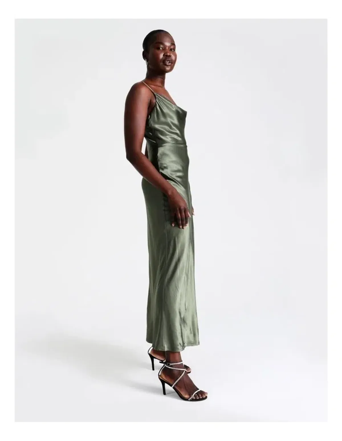 Wayne Cooper Cowl Neck Satin Slip Dress Green Size 18 - Image 5