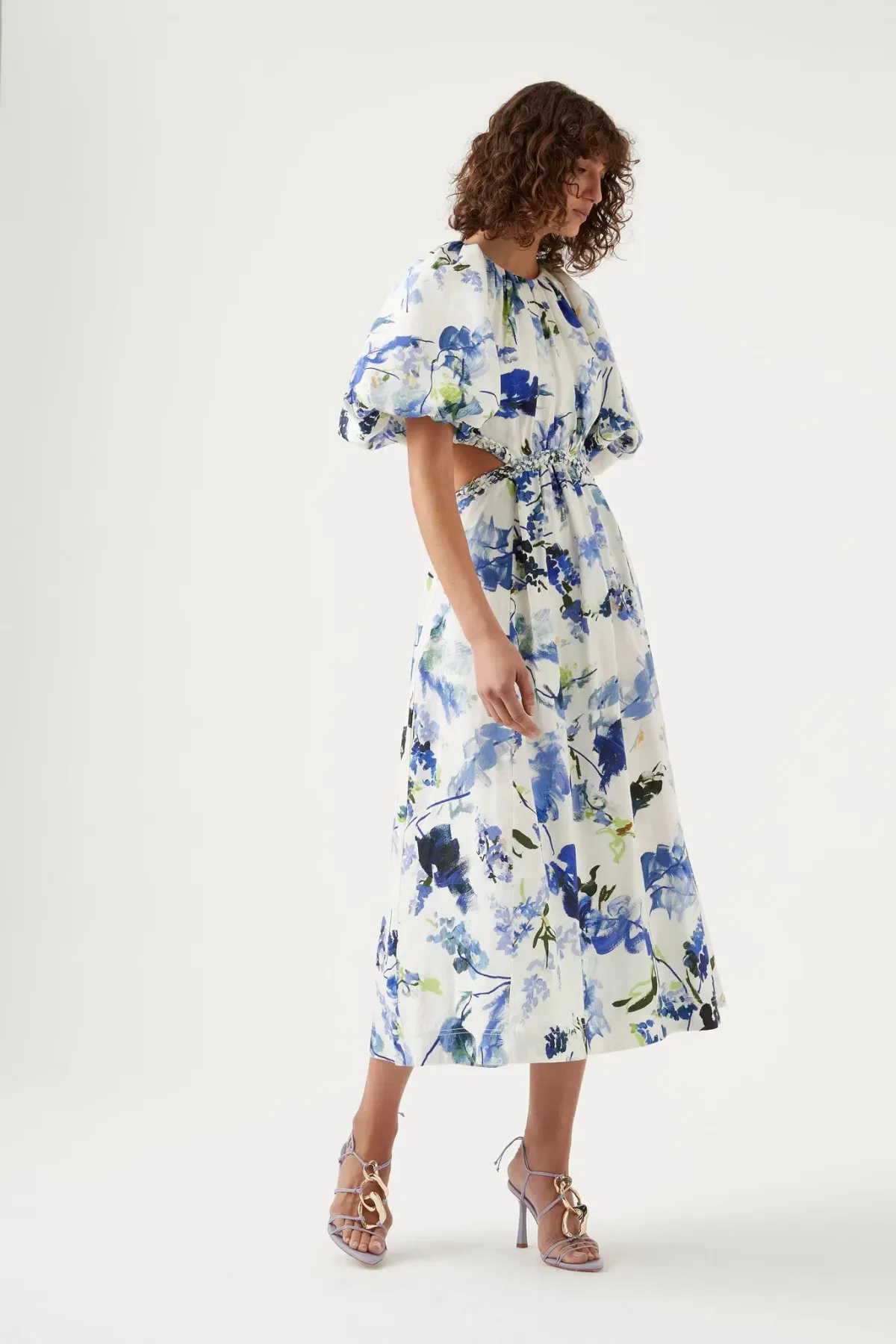 Aje Capucine Puff Sleeve Midi Dress Lavenders of Provence Size 14 - Image 2