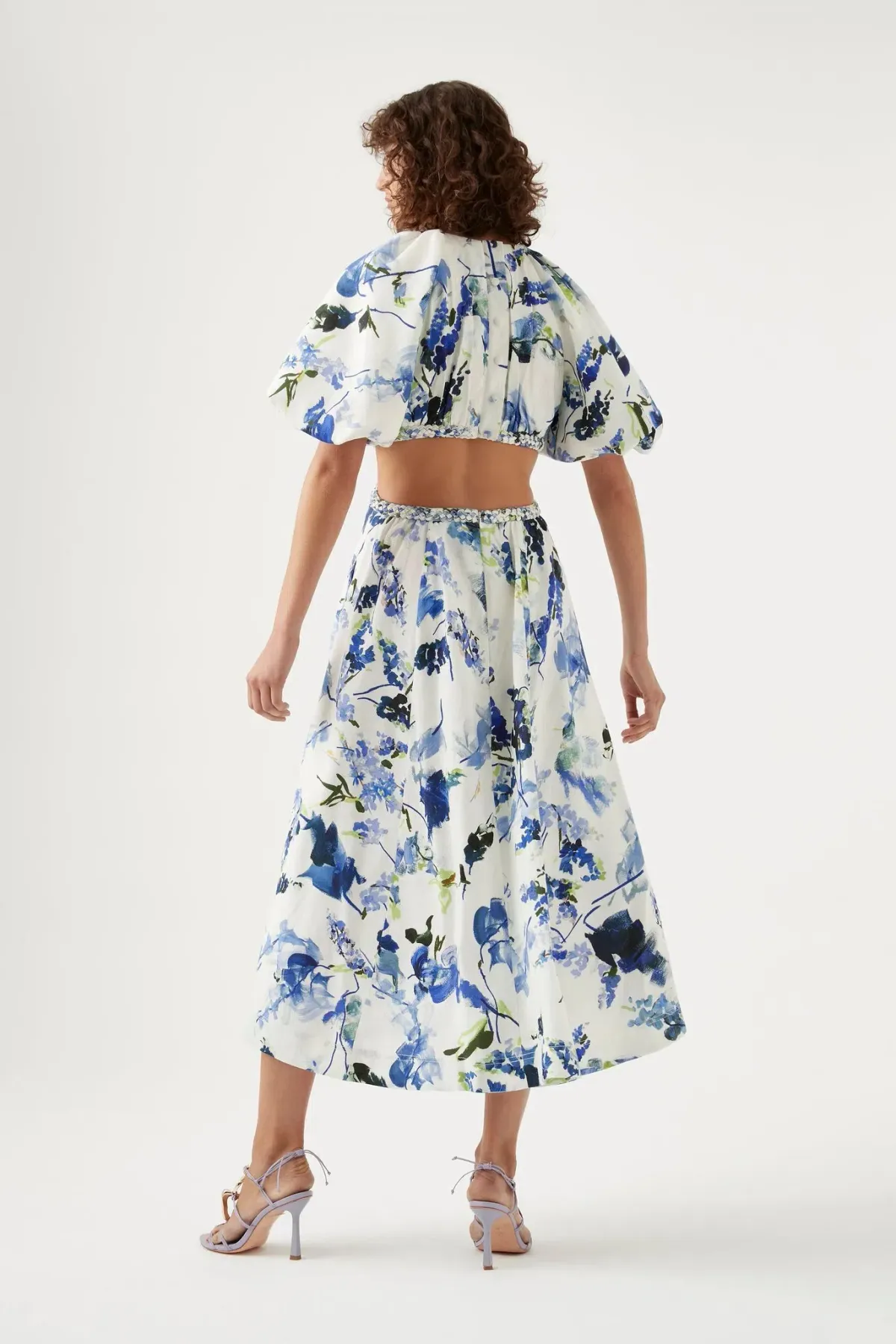 Aje Capucine Puff Sleeve Midi Dress Lavenders of Provence Size 14 - Image 3
