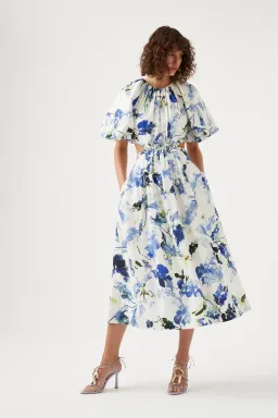 Aje Capucine Puff Sleeve Midi Dress Lavenders of Provence Size 14 for rent on The Volte - image 1