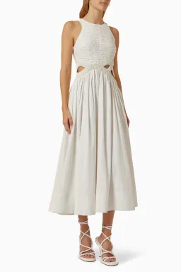 Aje Catara Sequin Sateen Cut Out Midi Dress In Ivory Size 14 for rent on The Volte - image 2