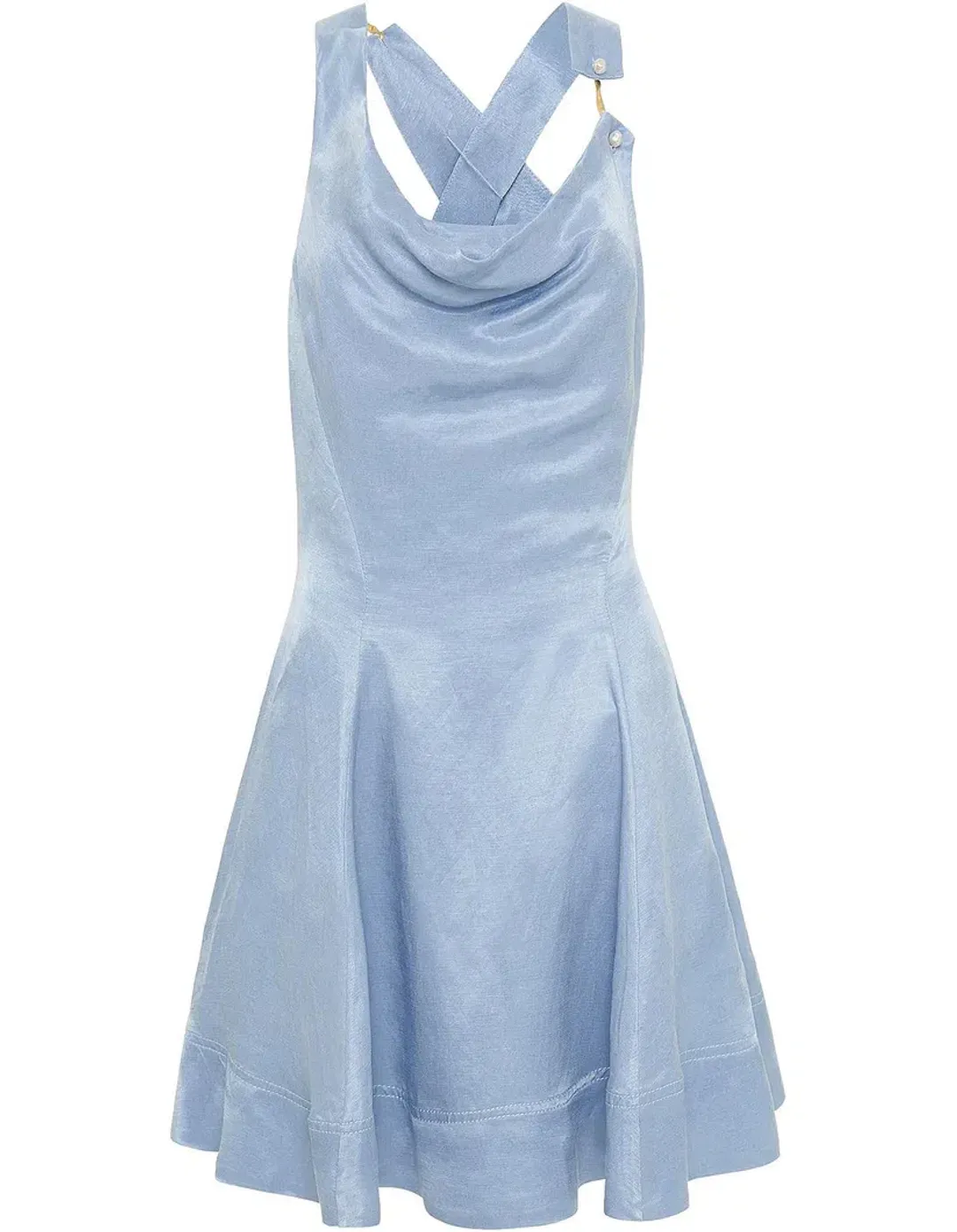 AJE Liberty Asymmetric Mini Dress Steel Blue Size 10 for rent on The Volte - main image