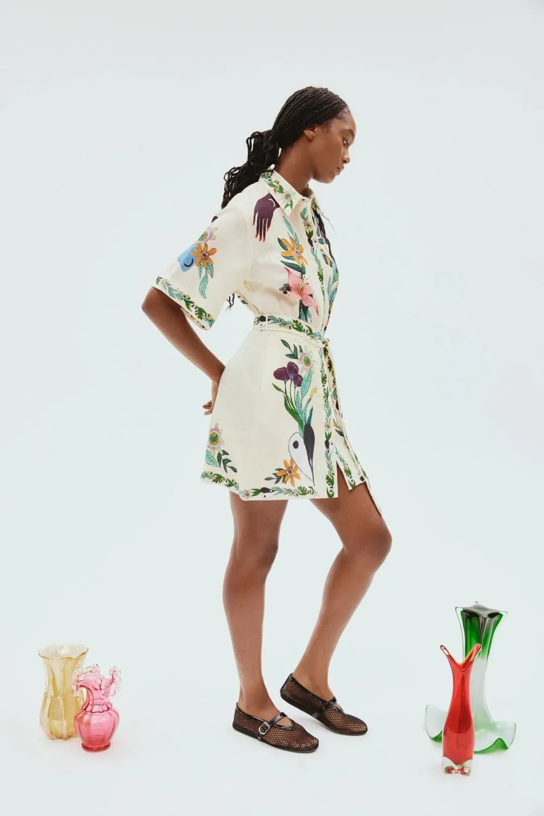 Alemais Meagan Mini Dress Cream/Print Size 14 for rent on The Volte - main image