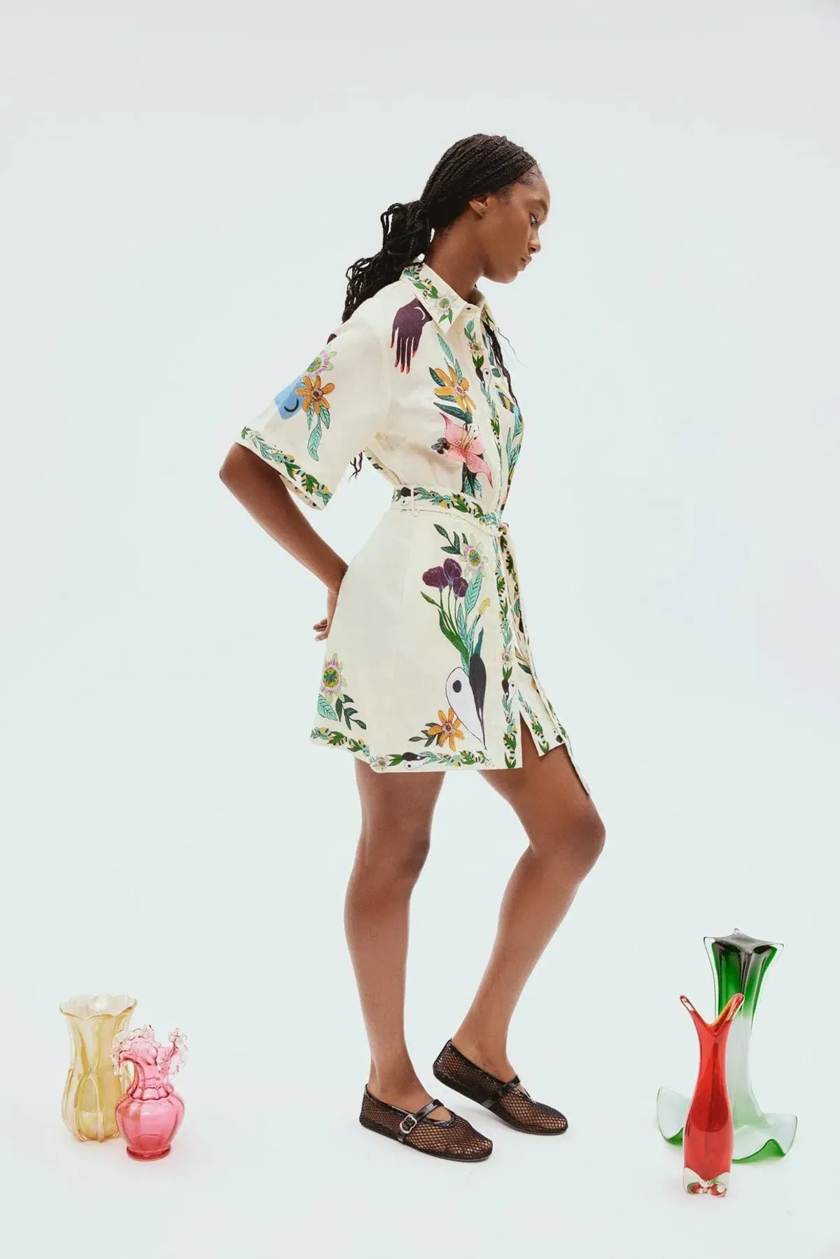 Alemais Meagan Mini Dress Cream/Print Size 14 - Image 2