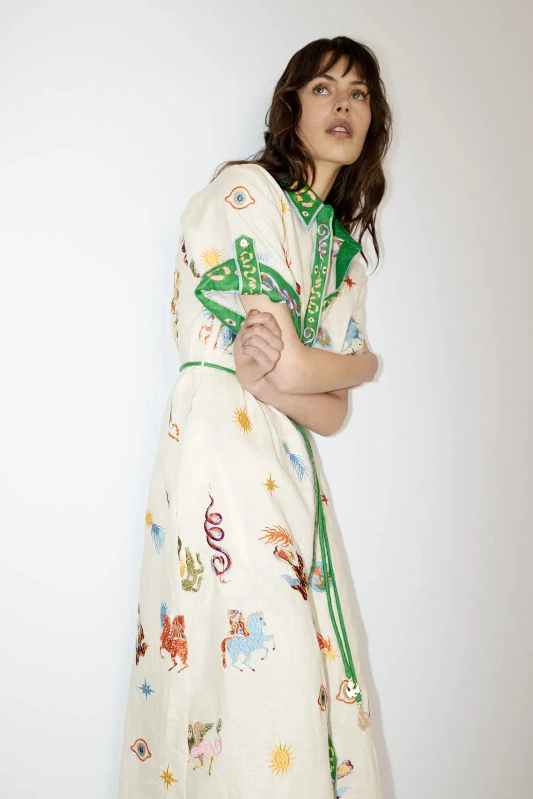 Alemais Seeker Embroidered Shirt Dress Print Size 10 for rent on The Volte - main image