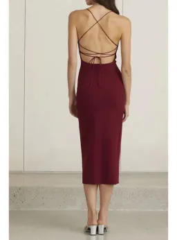 Bec & Bridge Lea Tie Back Dress Burgundy AU 10 for rent on The Volte - image 2