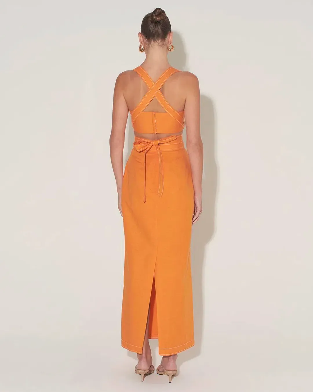 Hansen and Gretel Pepe Top and Marielle Skirt Set Orange Size 8 for rent on The Volte - main image