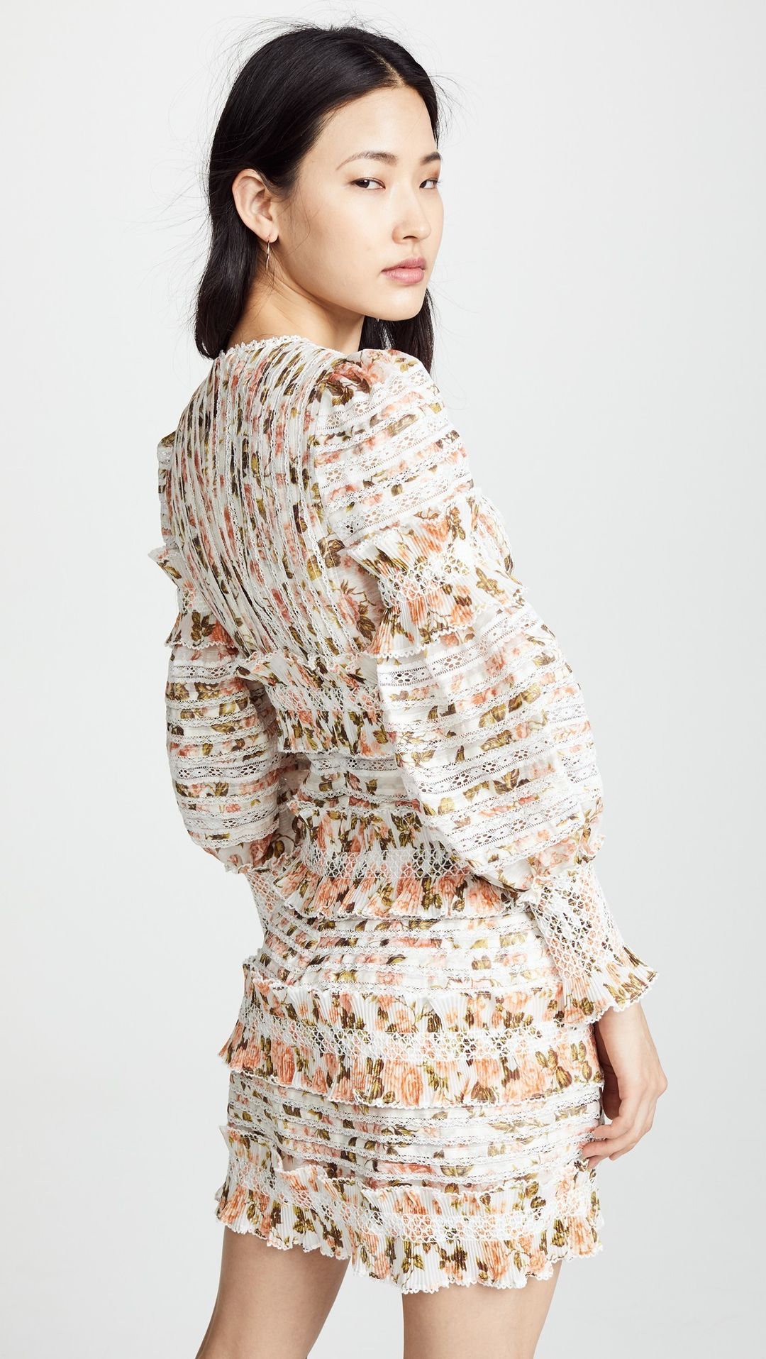 Zimmermann Radiate Smocked Mini Dress Peach Rose Floral Size 0 / AU 8 for rent on The Volte - main image