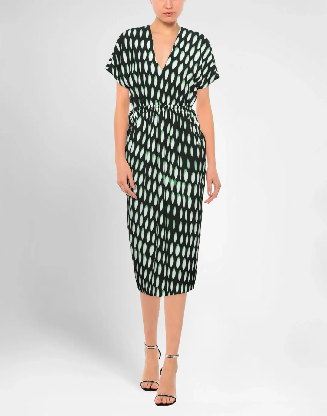 Dries Van Noten Dorias V Neck Midi Dress Print Size 10 for rent on The Volte - main image