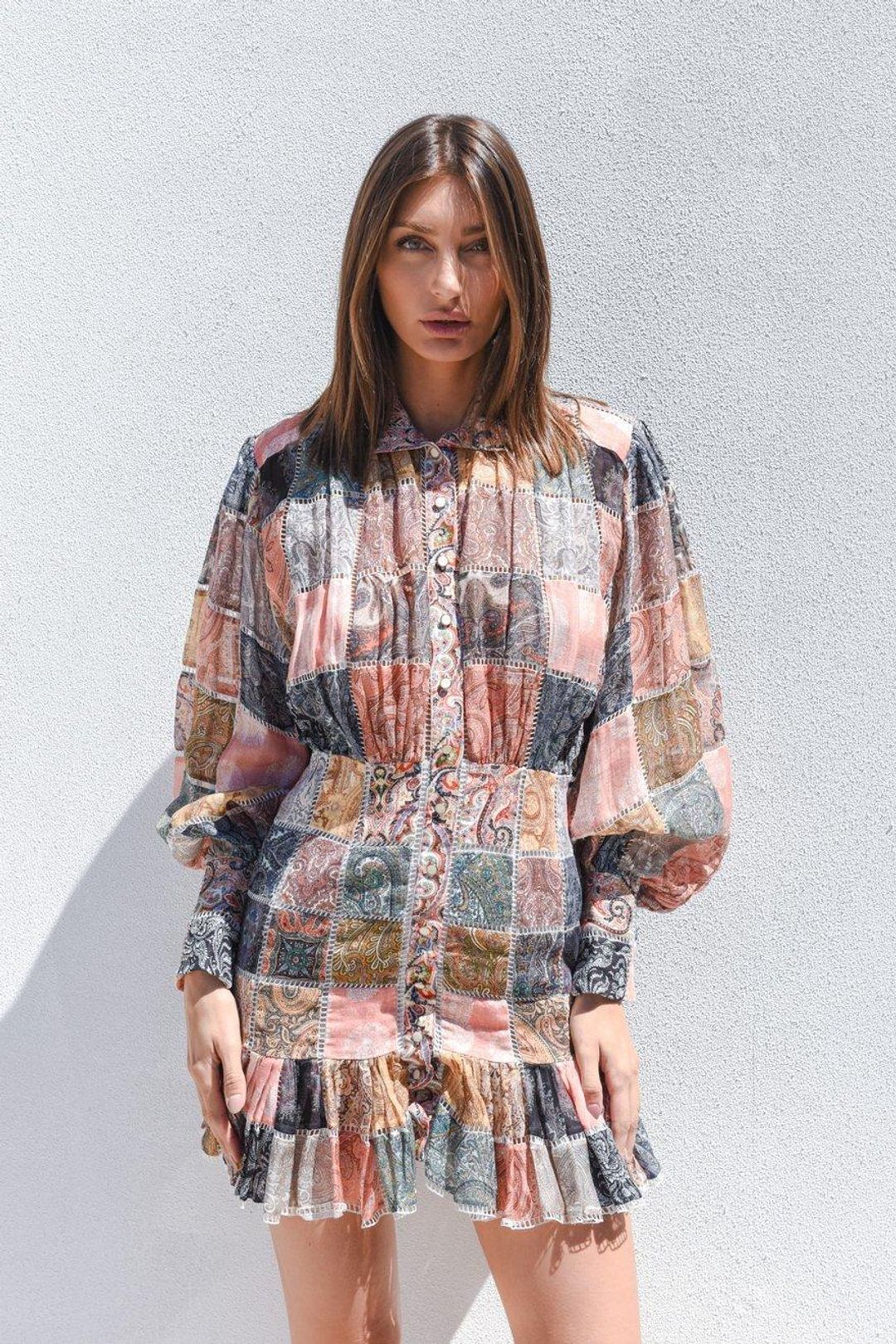 Zimmermann Ninety Six Patch Mini Dress Patchwork Paisley Size 1 / AU 10 for rent on The Volte - main image