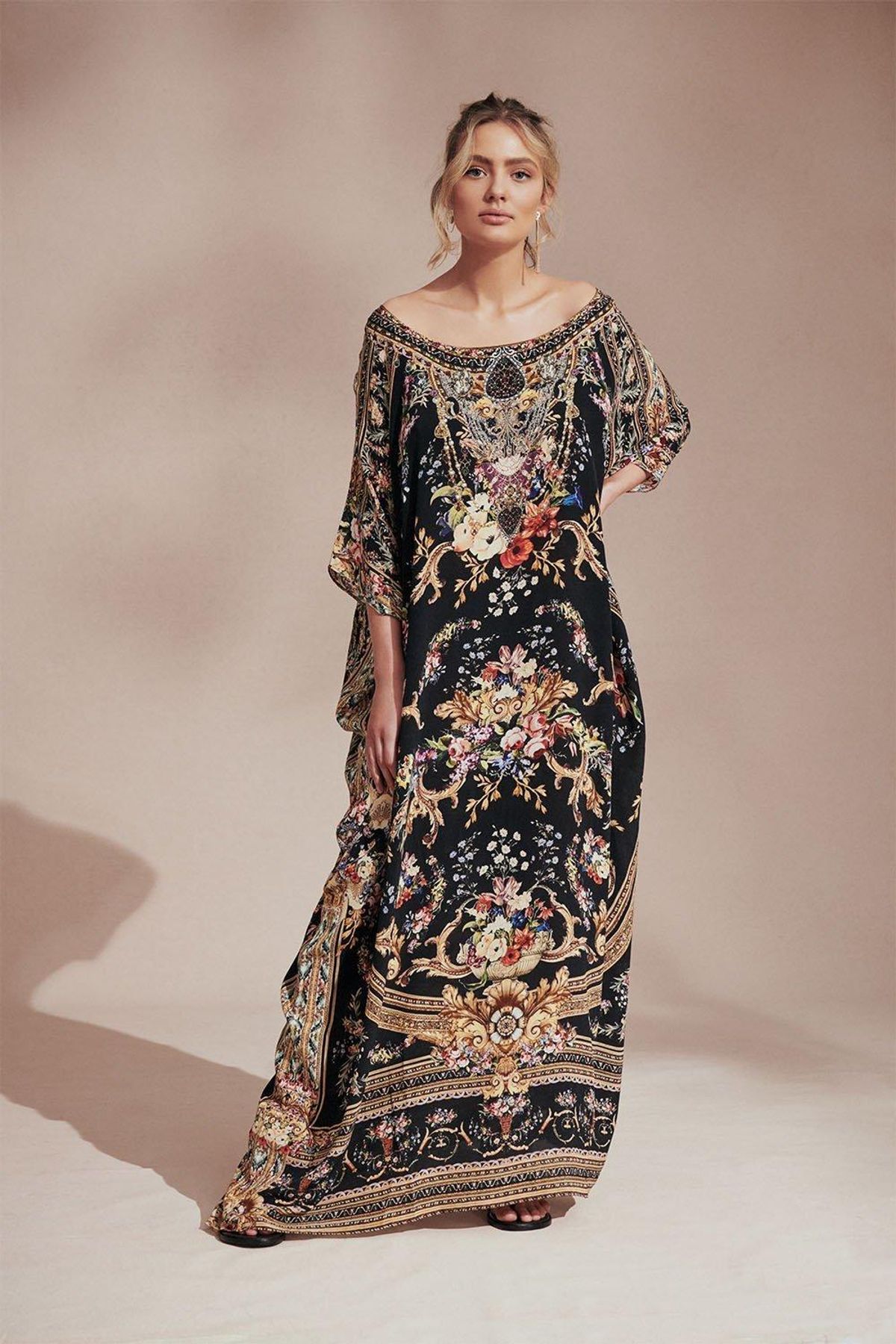 Camilla Friend In Flora Round Neck Kaftan One Size - Image 1