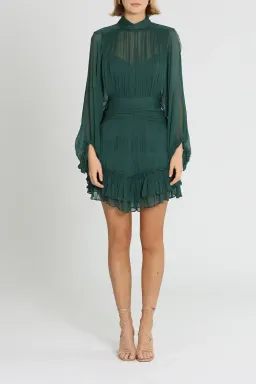Shona Joy Leonie Long Sleeve Ruched Mini Dress in Green Size 10 for rent on The Volte - image 1