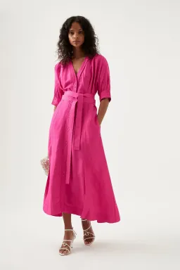 Aje Ennoble Midi Dress in Fuchsia Size 12 for rent on The Volte - image 1