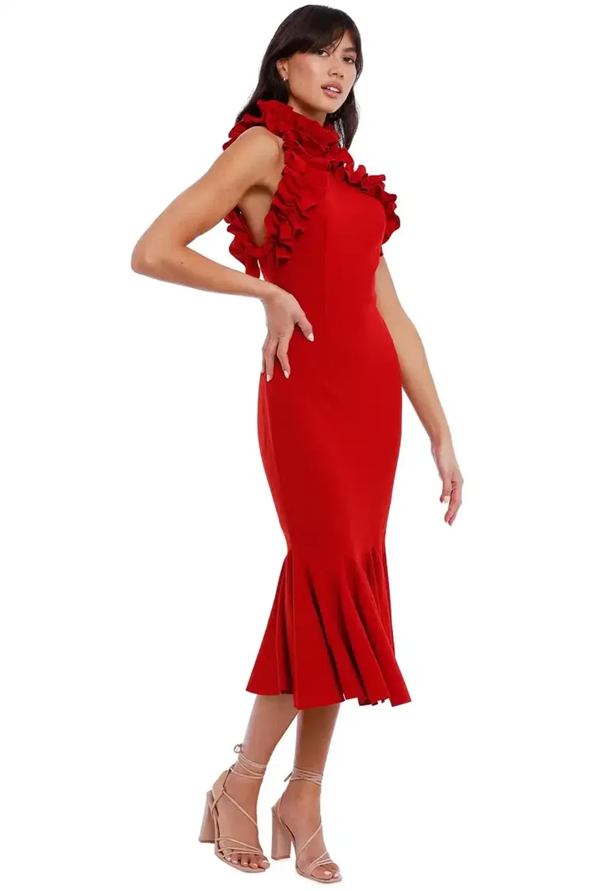 Elliatt Composure Midi Dress in Scarlet Size 8 - Image 4