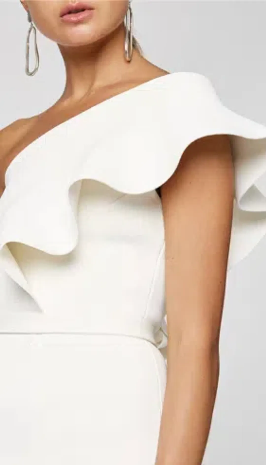 Scanlan Theodore Crepe Knit Ruffle Dress White Size AU 10 for rent on The Volte - main image