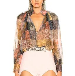Zimmermann Ninety Six Smock Top Blouse Patchwork Paisley Size 1 / AU 10 for rent on The Volte - image 2