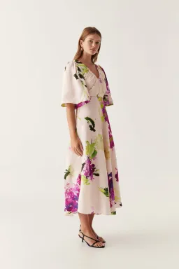 Aje Gilda Bell Sleeve Midi Dress Wild Hydrangea Size 10 for rent on The Volte - image 2