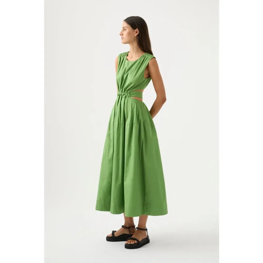 Aje Zorina Tie Midi Dress Fern Green Size 10 for rent on The Volte - main image