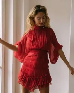 Shona Joy Clemence Long Sleeve Mini Dress Red Size 8 for rent on The Volte - image 2