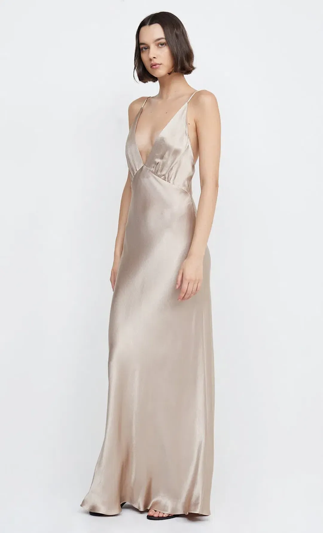 Bec & Bridge Lorelai V Maxi Dress Smoke Taupe Size 10 for rent on The Volte - main image