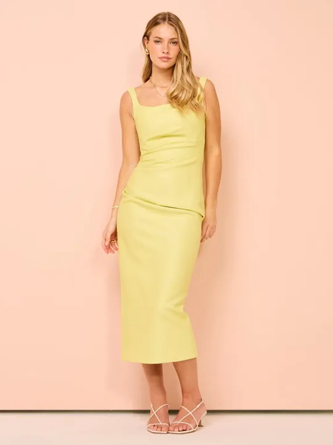 Manning Cartell Love Blossoms Raffia Midi Dress In Limoncello Size 10 for rent on The Volte - main image